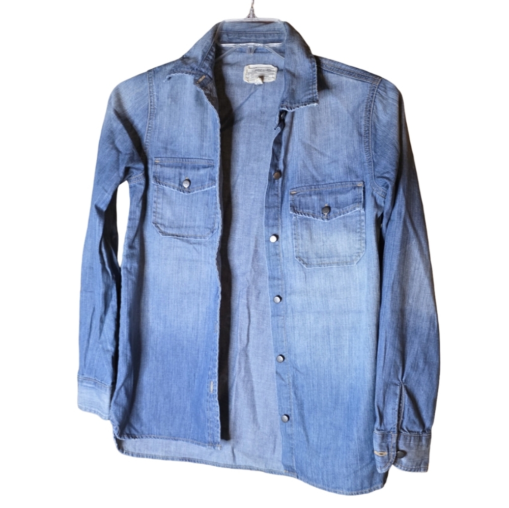 Current/Elliott The Perfect Shirt in Vintage Gunpowder Denim Size 0